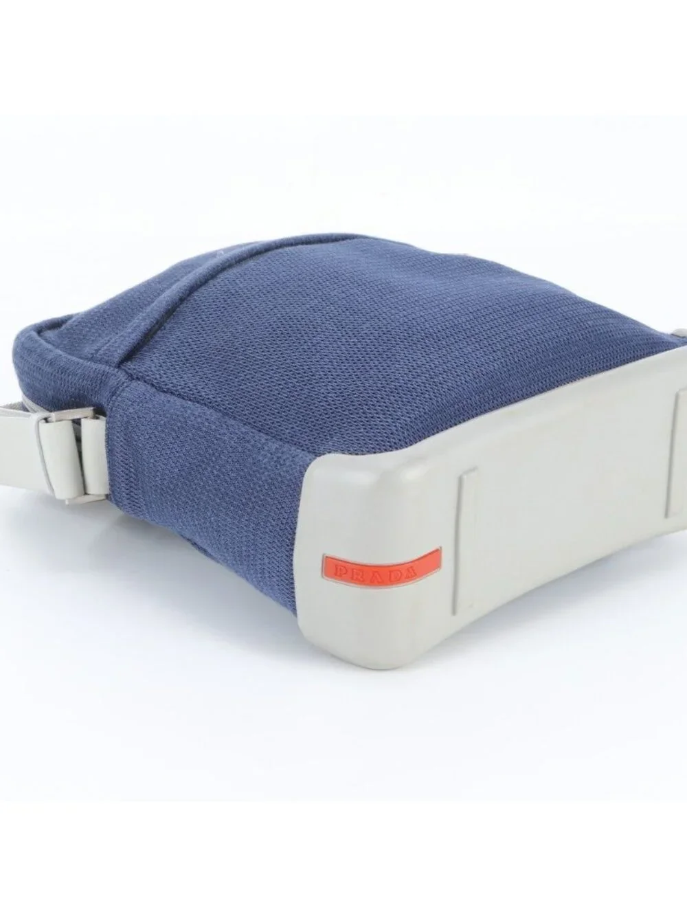 Prada Sports Mesh Leather Nylon Shoulder Bag Crossbody Messenger Navy